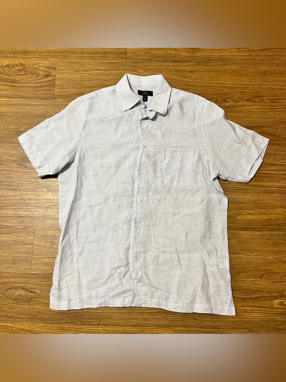 Club Room 100% Linen Luxury Mens‎ Shirt Billowing Cloud Short Sleeve Coastal Med